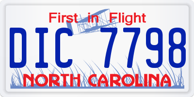 NC license plate DIC7798