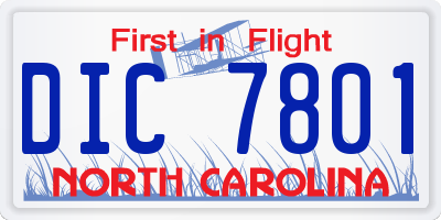 NC license plate DIC7801