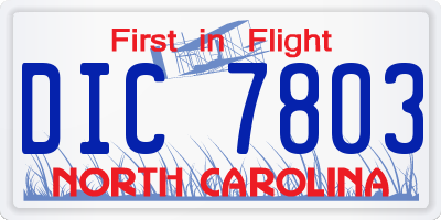NC license plate DIC7803
