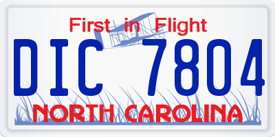NC license plate DIC7804