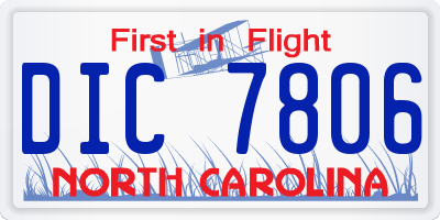 NC license plate DIC7806