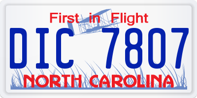 NC license plate DIC7807