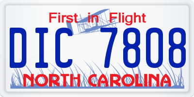 NC license plate DIC7808