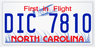 NC license plate DIC7810