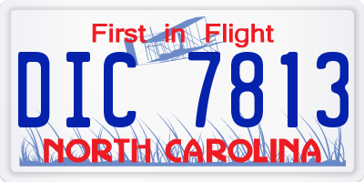 NC license plate DIC7813