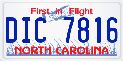 NC license plate DIC7816