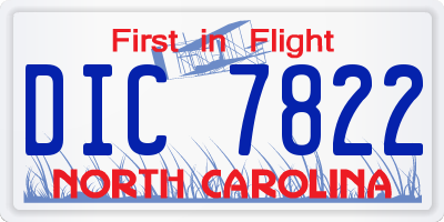 NC license plate DIC7822