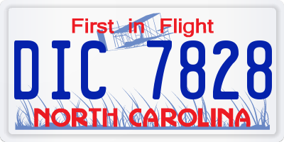 NC license plate DIC7828
