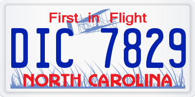 NC license plate DIC7829