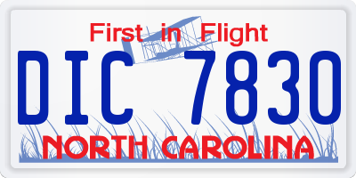 NC license plate DIC7830