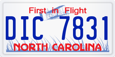 NC license plate DIC7831
