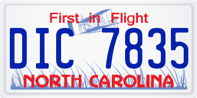 NC license plate DIC7835