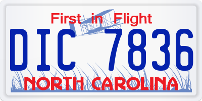 NC license plate DIC7836