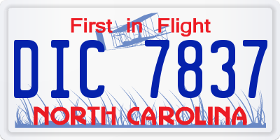 NC license plate DIC7837