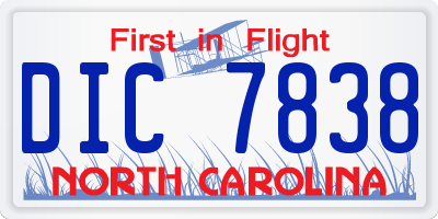 NC license plate DIC7838