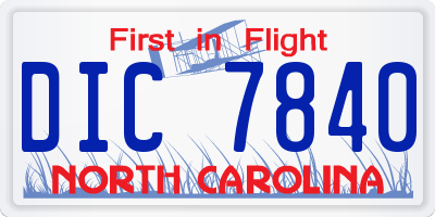 NC license plate DIC7840