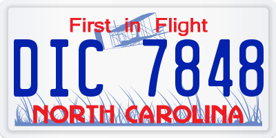 NC license plate DIC7848