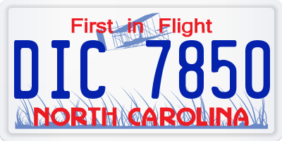 NC license plate DIC7850