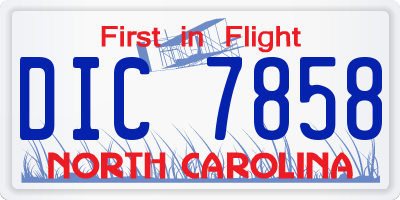 NC license plate DIC7858