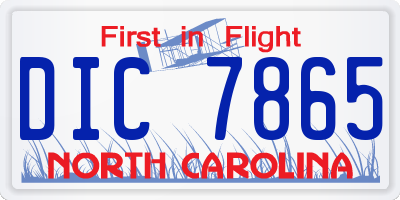 NC license plate DIC7865