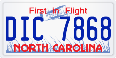 NC license plate DIC7868