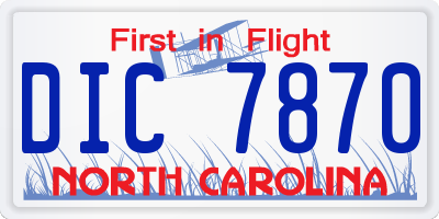 NC license plate DIC7870