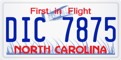 NC license plate DIC7875