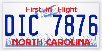 NC license plate DIC7876