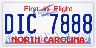 NC license plate DIC7888