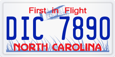 NC license plate DIC7890
