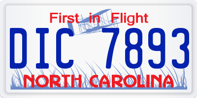 NC license plate DIC7893