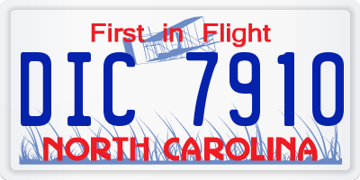 NC license plate DIC7910