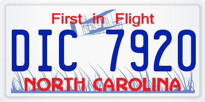NC license plate DIC7920