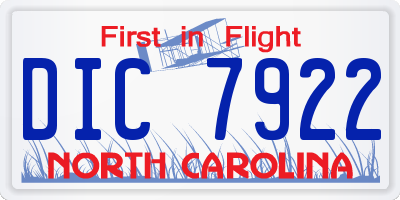 NC license plate DIC7922