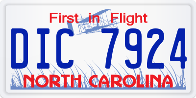 NC license plate DIC7924