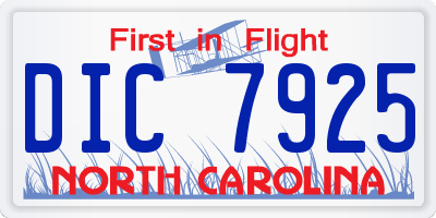NC license plate DIC7925