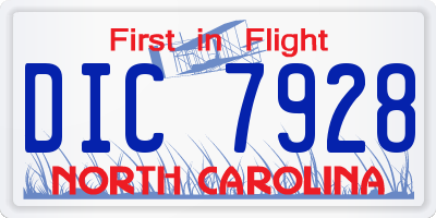 NC license plate DIC7928