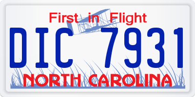 NC license plate DIC7931