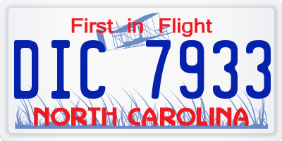 NC license plate DIC7933