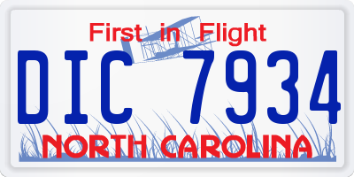 NC license plate DIC7934