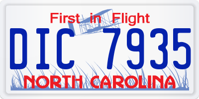 NC license plate DIC7935