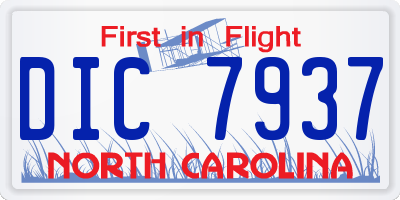NC license plate DIC7937