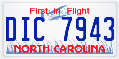 NC license plate DIC7943