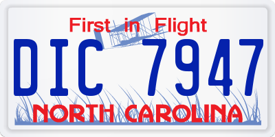 NC license plate DIC7947