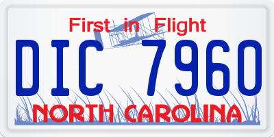 NC license plate DIC7960