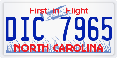 NC license plate DIC7965