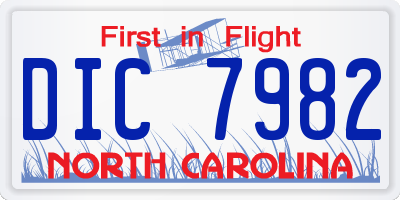 NC license plate DIC7982