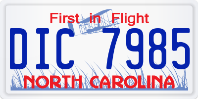 NC license plate DIC7985