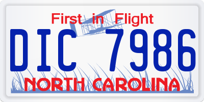 NC license plate DIC7986