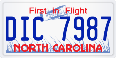NC license plate DIC7987